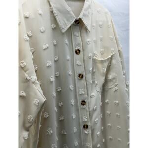 & Other Stories Cream Textured Dot Button-Up Blouse